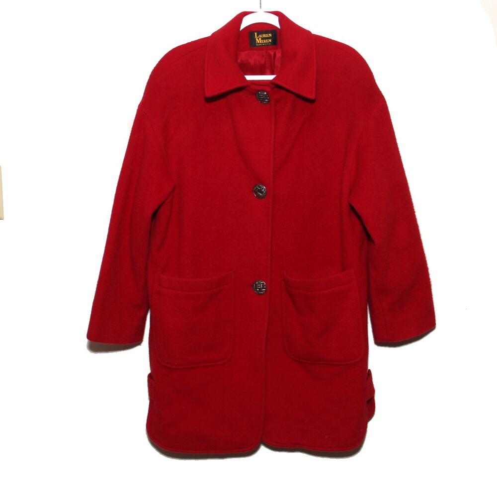 Vintage Lauren Meren Wool Blend Coat Red Medium (No size tag)